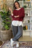 Hygge Boucle Slouch Knit Burgundy /19=